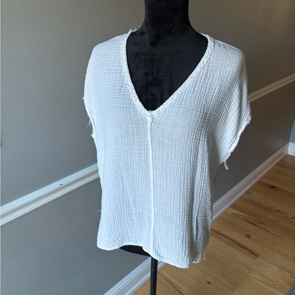 Michael Stars White Textured Blouse